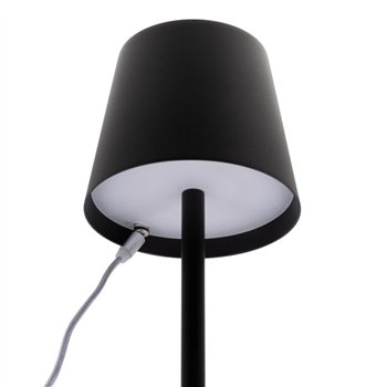Akumulátorová stolná lampička SECURIT FELINE so stmievaním, okrúhly klobúčik, čierna