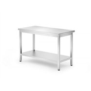 Pracovný stôl stredový s policou Budget Line - montovaný, hĺbka 600 mm, HENDI, Budget Line, 600x600x(H)850mm