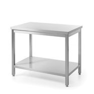 Stredový stôl s policou - priskrutkovaný, hĺbka 600 mm, HENDI, Kitchen Line, 800x600x(H)850mm