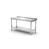 Pracovný stôl prístenný s policou Budget Line - montovaný, hĺbka 600 mm, HENDI, Budget Line, 600x600x(H)850mm