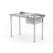 Stôl s jednokomorovým drezom bez police - Budget Line - montovaný, hĺbka 600 mm, HENDI, Budget Line, drez stredový, 600x600x(H)8
