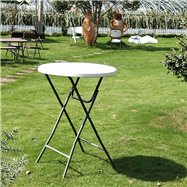 Skladací koktailový bistro stôl HOTELUM, Ø 80 cm, biely