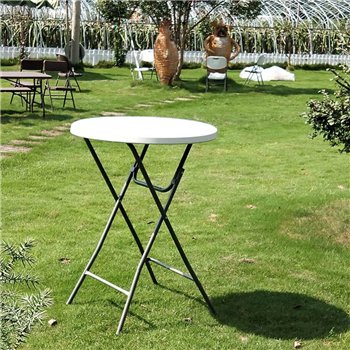 Skladací koktailový bistro stôl HOTELUM, Ø 80 cm, biely