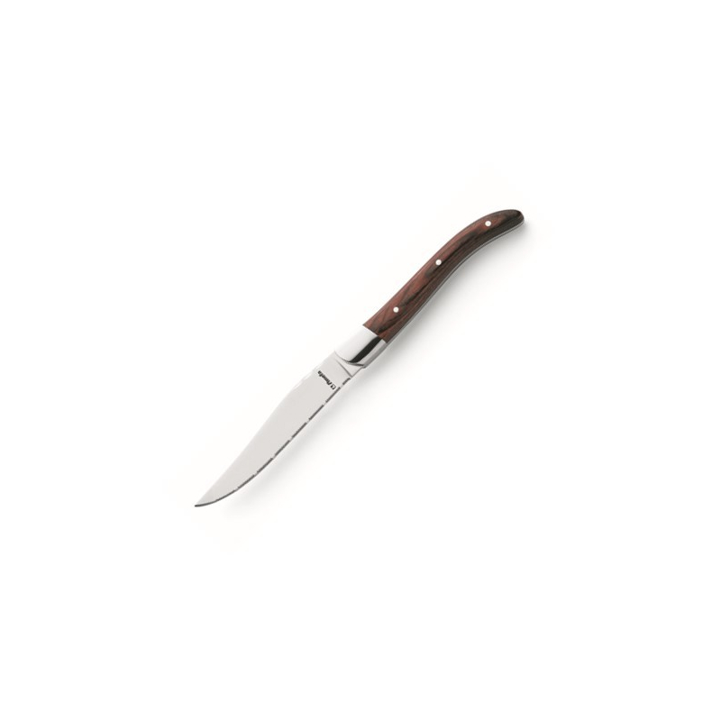 Steakový nôž so zúbkami, drevená rukoväť
